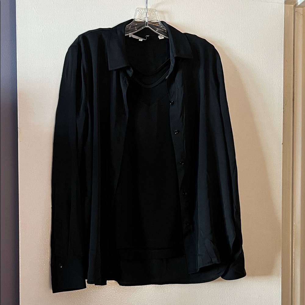 Vince Black Button-Up Shirt and Anatomie Tank Top Set Sz Sm/Md